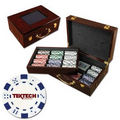 500 Foil Stamped poker chips in glossy wooden case - Dice design